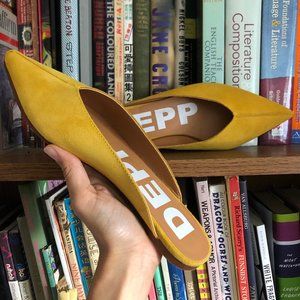Depp golden yellow suede pointed mules ~NWOT~